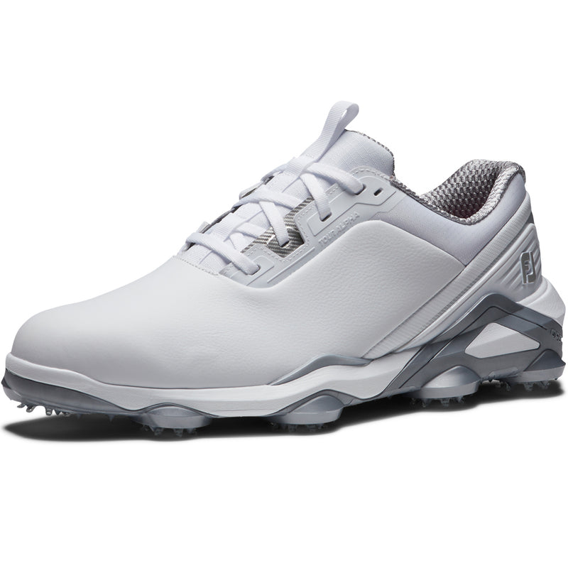 FootJoy Tour Alpha Spiked Waterproof Shoes - White/White/Silver