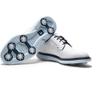 FootJoy Traditions Blucher Spiked Waterproof Shoes - Ltd Edition White/Navy/Blue