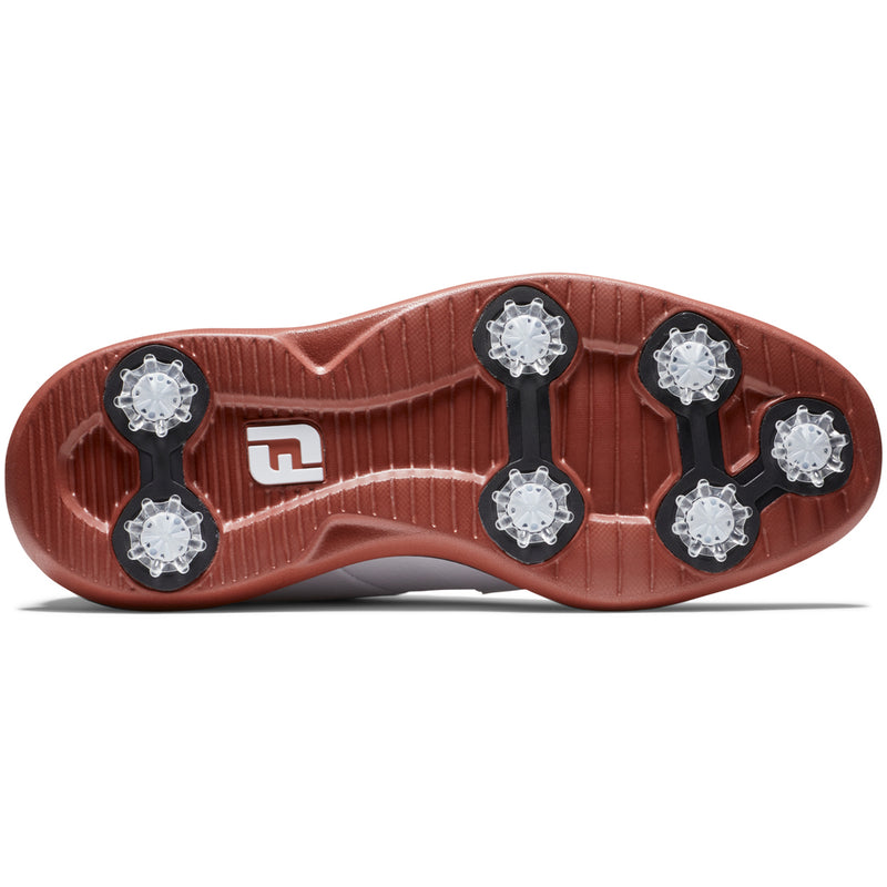 FootJoy Traditions Blucher Spiked Waterproof Shoes - White/White/Brick