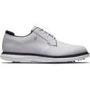 FootJoy Traditions Blucher Spiked Waterproof Shoes - White/White/Navy Blucher