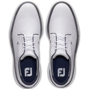 FootJoy Traditions Blucher Spiked Waterproof Shoes - White/White/Navy Blucher