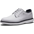 FootJoy Traditions Blucher Spiked Waterproof Shoes - White/White/Navy Blucher