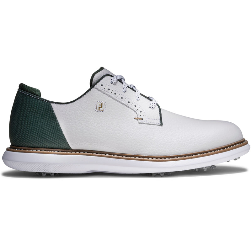 FootJoy Traditions Blucher Waterproof Spiked Shoes - White/Green