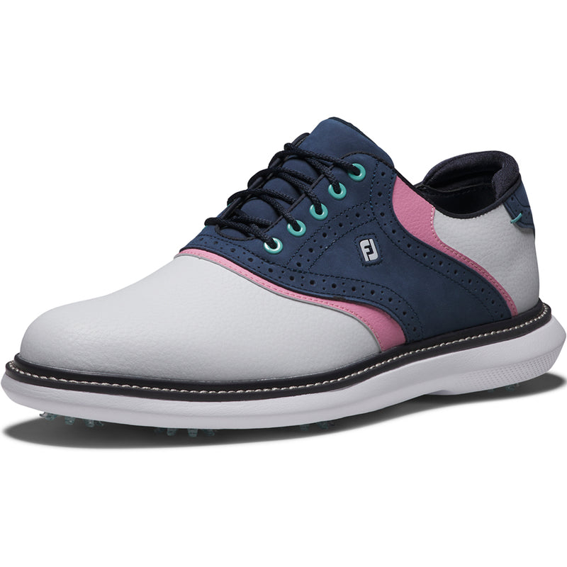FootJoy Traditions Spiked Shoes - White/Navy/Pink