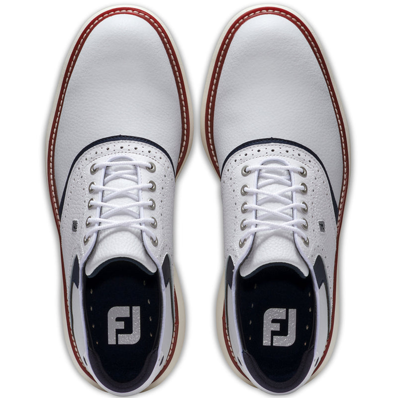 FootJoy Traditions Spiked Shoes - White/Navy/Red