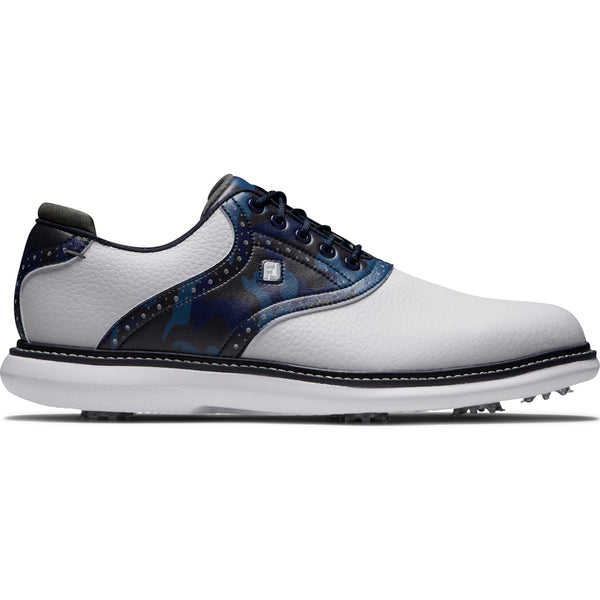 FootJoy Traditions Spiked Waterproof Shoes - White/Navy/Multi