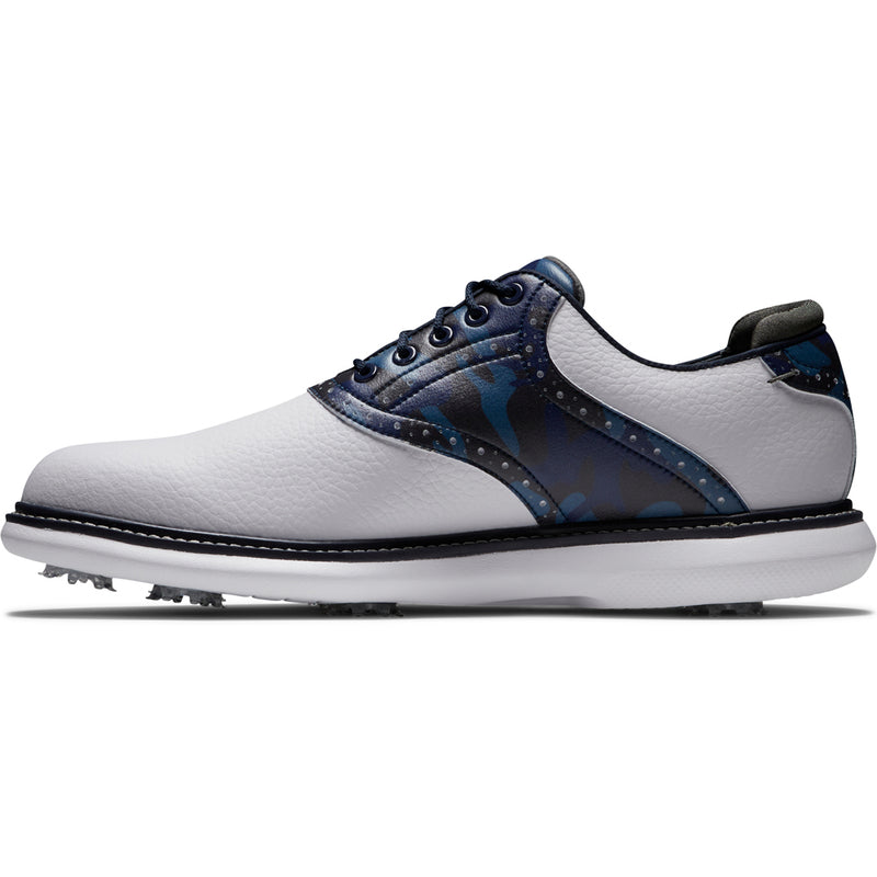 FootJoy Traditions Spiked Waterproof Shoes - White/Navy/Multi