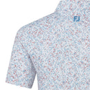 FootJoy Watercolour Floral Print Pique Polo Shirts - White/Chambray/Nantucket Red