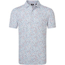 FootJoy Watercolour Floral Print Pique Polo Shirts - White/Chambray/Nantucket Red