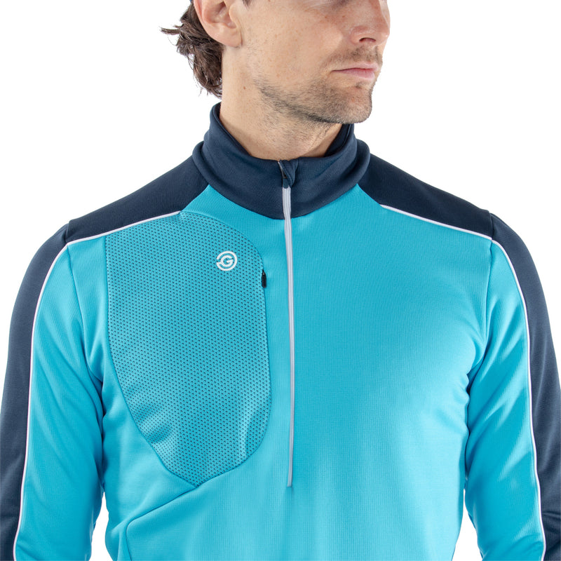 Galvin Green Dave 1/4 Zip Pullover - Aqua/Navy