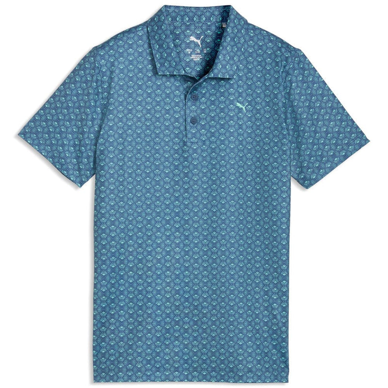 Puma Boys Mattr Scallop Polo Shirt - Dark Indigo/Mint Jelly