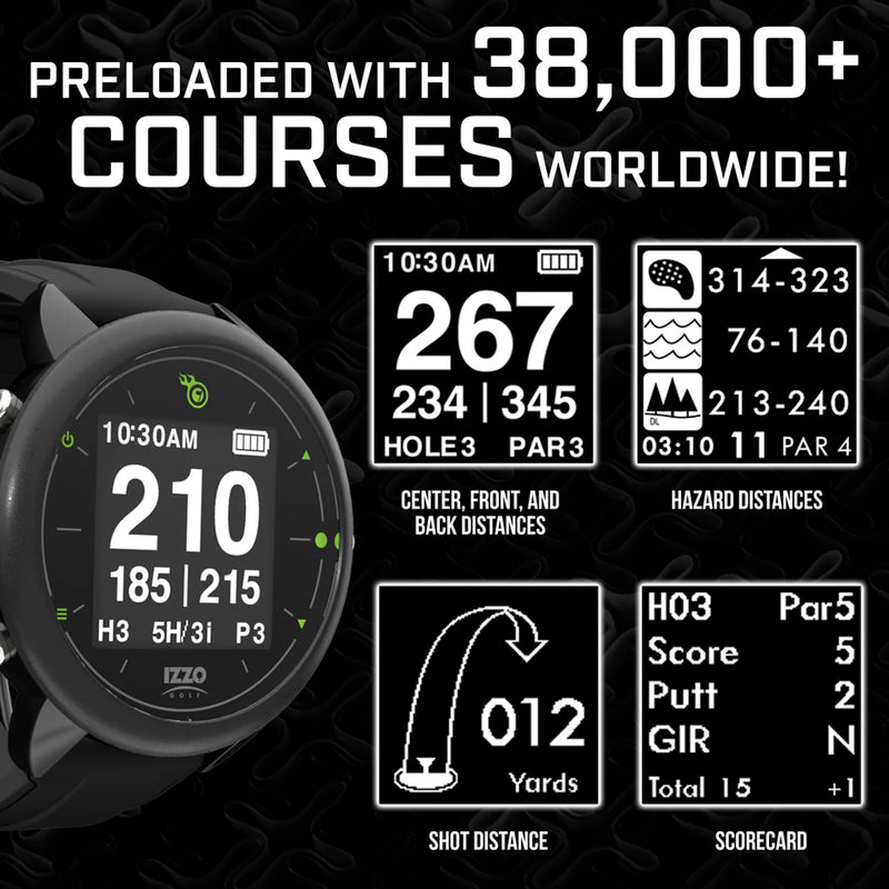 Izzo Swami Golf GPS Smart Watch - Black