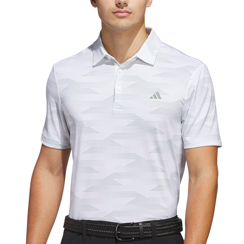 adidas Ultimate365 Speed Stripe Polo Shirt - White/Silver Green