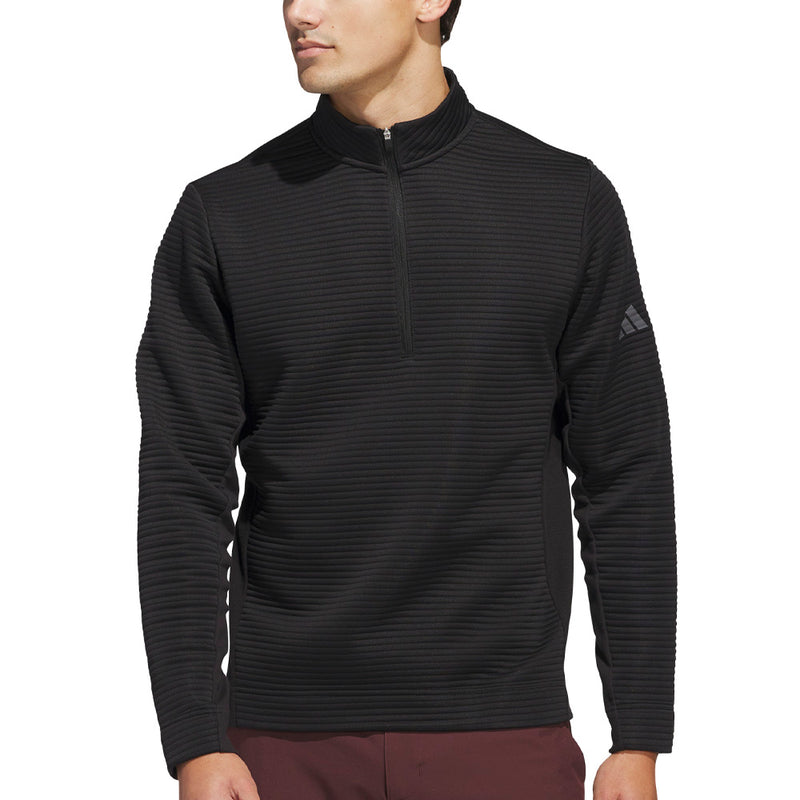 adidas Ultimate365 DWR Textured 1/4 Zip Arm Logo Sweatshirt - Black
