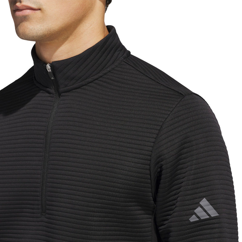 adidas Ultimate365 DWR Textured 1/4 Zip Arm Logo Sweatshirt - Black