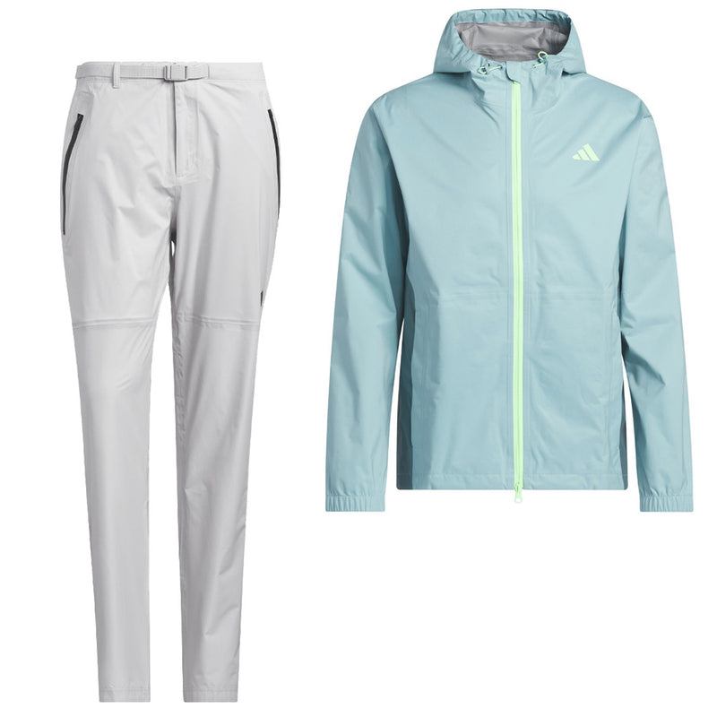 adidas RAIN.RDY Ultimate365 Tour Climaproof+ Waterproof Rain Suit - Mint Ton/Grey One