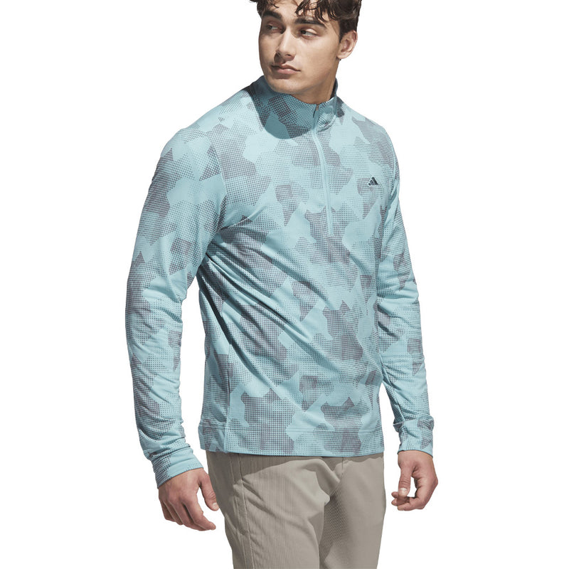 adidas Go-To Printed 1/4 Zip Pullover - Mint Ton