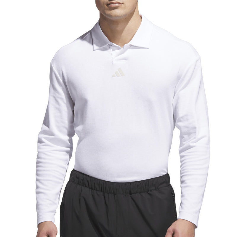 adidas Beyond Long Sleeve Loose Fit Polo Shirt - White