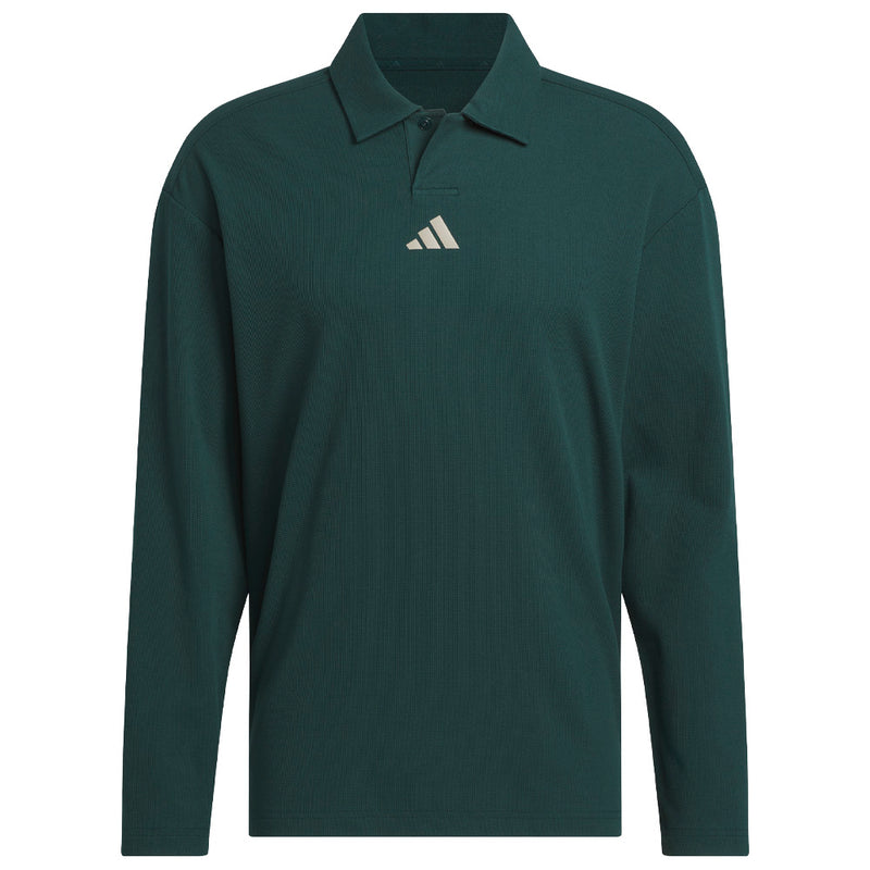 adidas Beyond Long Sleeve Loose Fit Polo Shirt - Aurora Ivy