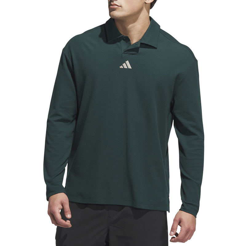 adidas Beyond Long Sleeve Loose Fit Polo Shirt - Aurora Ivy