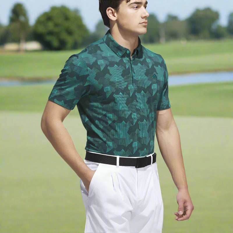 adidas Go-To Printed Polo Shirt - Pure Teal/Aurora Ivy