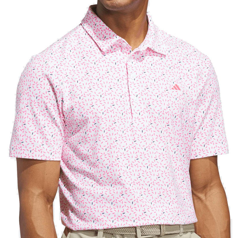 adidas Ultimate365+ Soft Print Polo Shirt - White/Lucid Pink