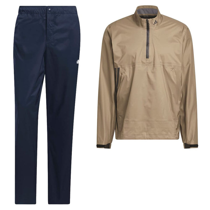 adidas Ultimate365 Tour CLIMAPROOF+ Half-Zip Waterproof Suit - Khaki Six/Collegiate Navy