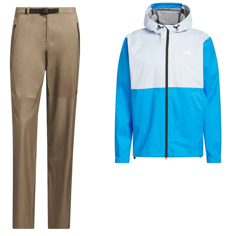 adidas Ultimate365 Climaproof Full-Zip Waterproof Suit - Lucid Ray Blue/Khaki Six