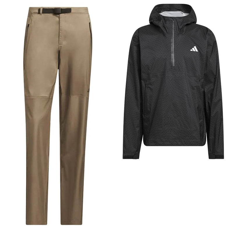 adidas Ultimate365 Tour Climaproof+ Anorak Waterproof Suit - Black/Khaki Six