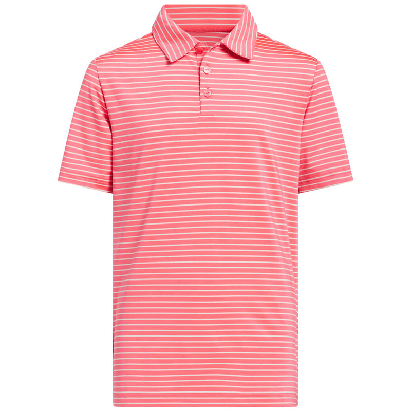 adidas Youth Climacool Striped Polo Shirt - Pure Turbo/White