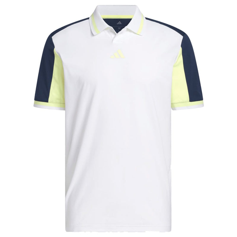 adidas Beyond The Course Vent Twistknit Polo Shirt - White/Frozen Lemon