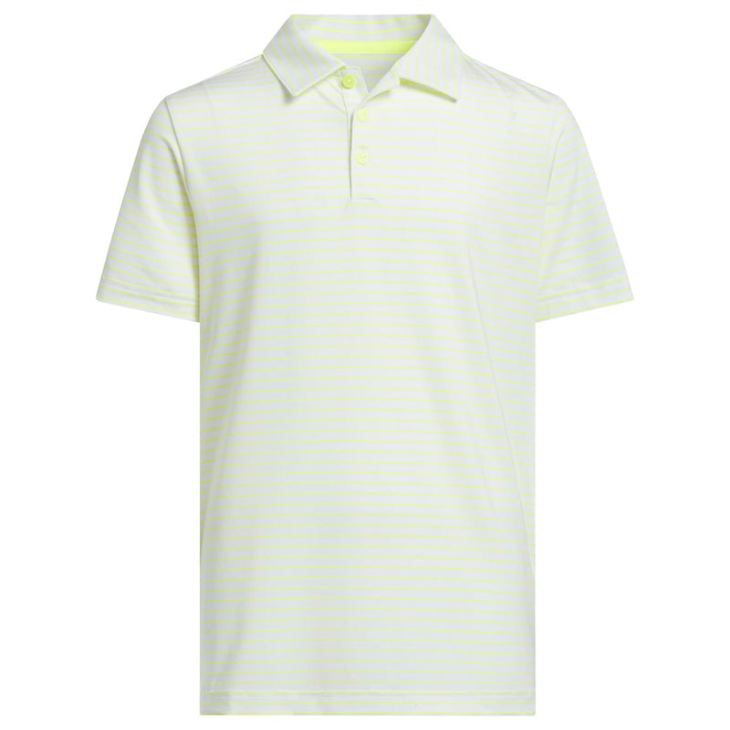 adidas Youth Climacool Striped Polo Shirt - Solar Lemon/White