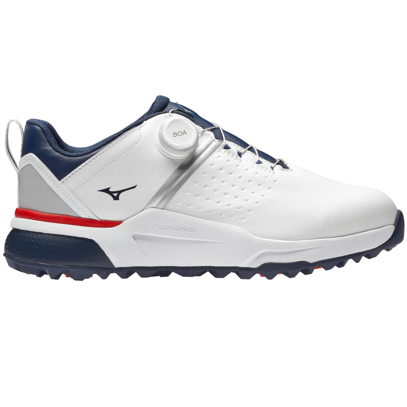 Mizuno Hazard BOA Spikeless Waterproof Shoes - White/Dress Blues