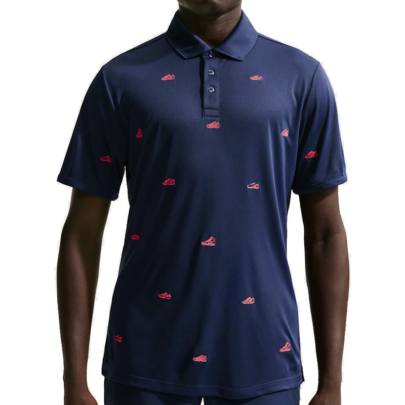 Nike Par 5 Dri-Fit Shoe Embroidered Polo Shirt - College Navy/Hot Lava