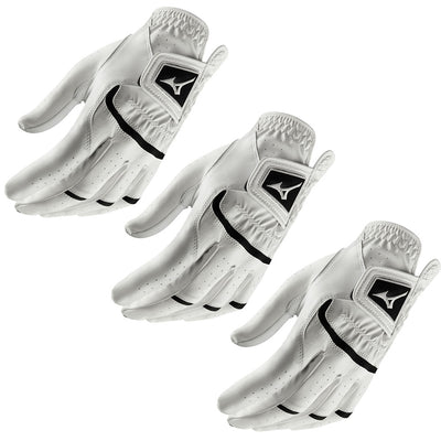 Mizuno Elite Leather Golf Glove - White - 3 Pack