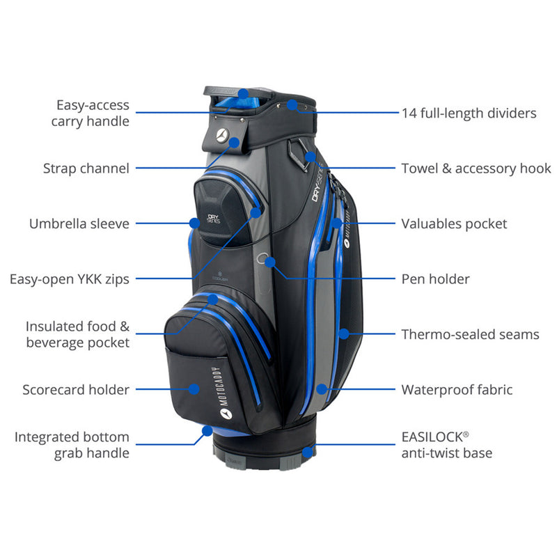 Motocaddy Dry Series Cart Waterproof Bag - Charcoal/Lime