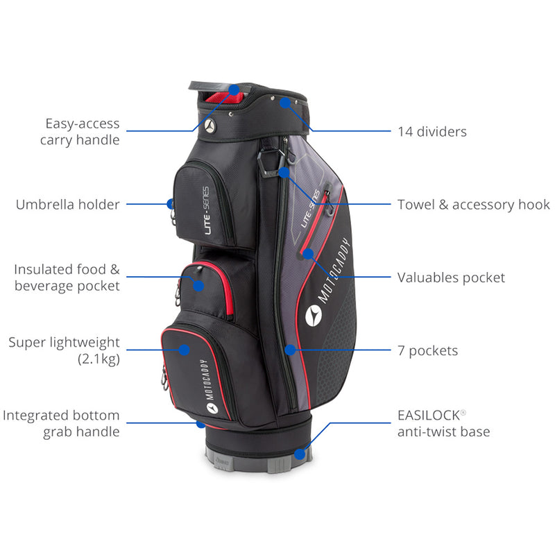 Motocaddy Lite Series Cart Bag - Black/Red