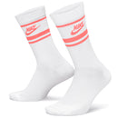Nike Dri-FIT Everyday Essential Crew Socks (3 Pairs) - White/Hot Punch