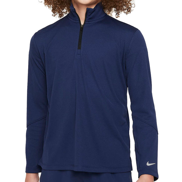 Nike Dri-FIT Junior UV Long-Sleeve 1/2-Zip Top - Midnight Navy/Reflective Silver