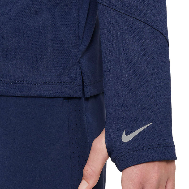 Nike Dri-FIT Junior UV Long-Sleeve 1/2-Zip Top - Midnight Navy/Reflective Silver