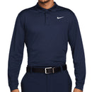 Nike Dri-Fit Victory Solid Long Sleeve Polo Shirt - Obsidian/White