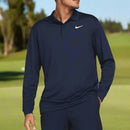 Nike Dri-Fit Victory Solid Long Sleeve Polo Shirt - Obsidian/White