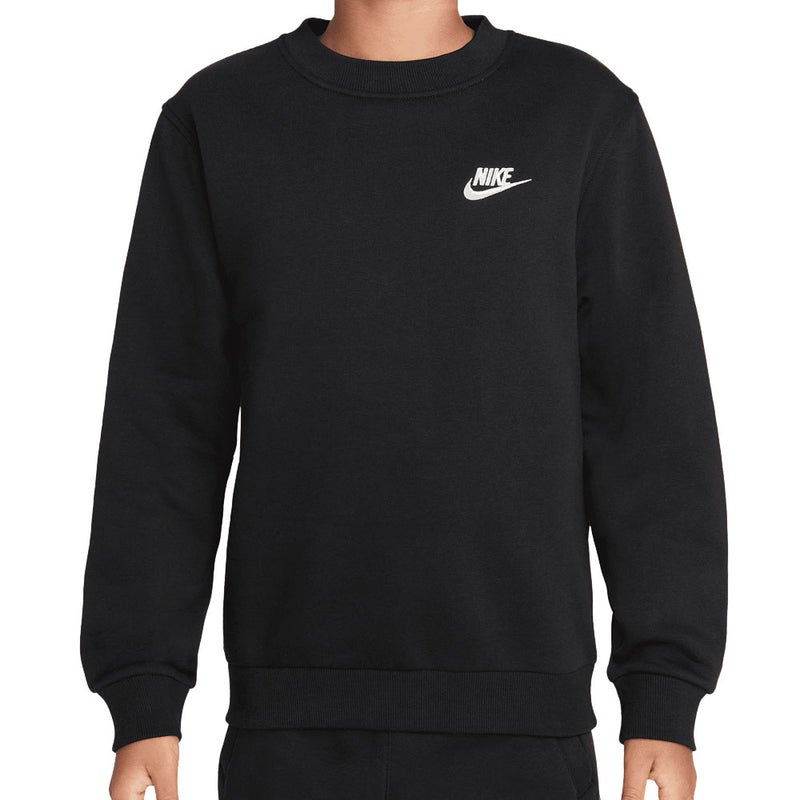 Nike Junior Sportswear Club Fleece Crew Neck Pullover - Black/White