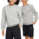 Nike Junior Sportswear Club Fleece Crew Neck Pullover - Dark Grey Heather/White