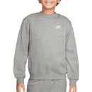Nike Junior Sportswear Club Fleece Crew Neck Pullover - Dark Grey Heather/White