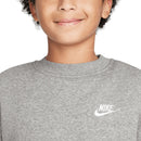 Nike Junior Sportswear Club Fleece Crew Neck Pullover - Dark Grey Heather/White