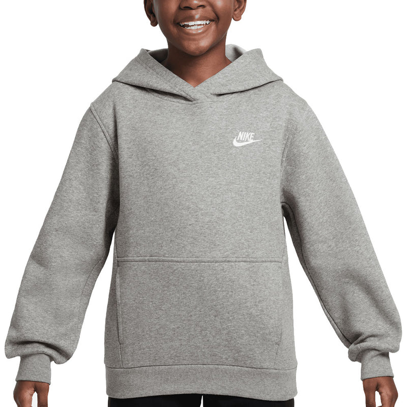 Nike Junior Sportswear Club Fleece Hoodie - Dark Grey Heather/White