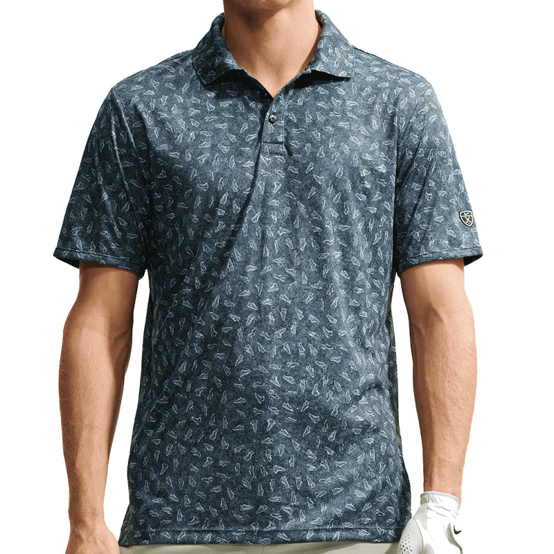 Nike Par Dri-Fit Grass Print Polo Shirt - Black