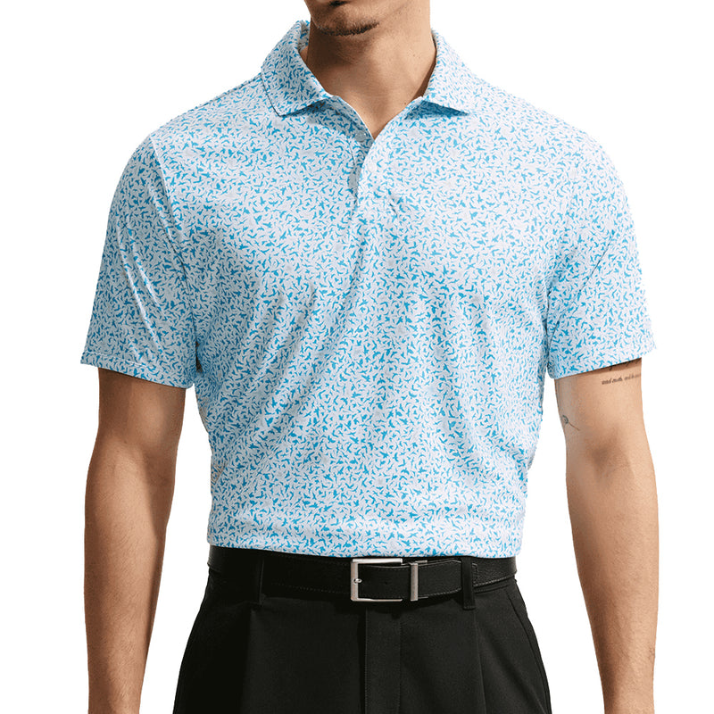 Nike Par Dri-Fit Microprint Birds Polo Shirt - Aurora Blue