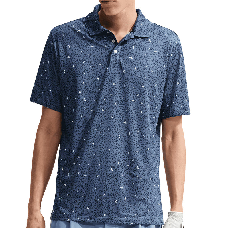 Nike Par Dri-Fit Microprint Birds Polo Shirt - Diffused Blue